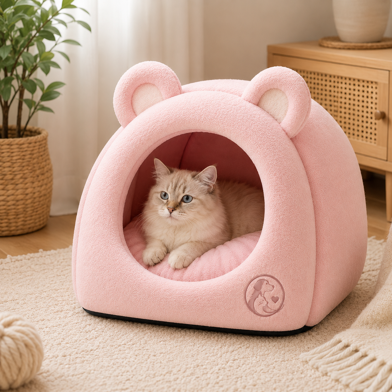 Premium Plush Cat Cave Bed – Soft Enclosed Pet House for Warm Comfort - Image 5